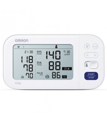 نمای نزدیک از دستگاه فشارسنج دیجیتال امرن M6 Comfort با صفحه‌نمایش بزرگ و خوانا