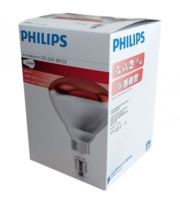 لامپ مادون قرمز 250 وات فیلیپس PHILIPS 250W Infrared Lamp BR125 Red E27