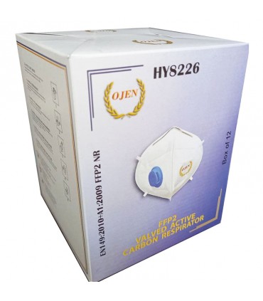 خرید ماسک سوپاپ دار FFP2 کربن فعال اوژن مدل HY8226 (بسته 12 عددی)