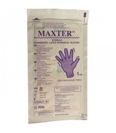 دستکش جراحی لاتکس استریل پودری مکستر MAXTER