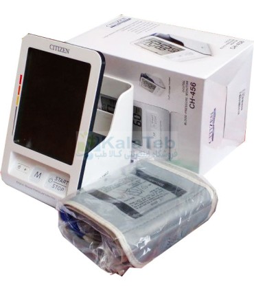 عکس کلی از فشارسنج سیتیزن مدل CH-456 به همراه جعبه و کاف بسته‌بندی شده