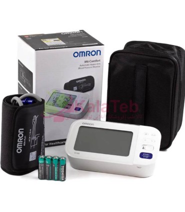مجموعه کامل فشارسنج دیجیتال امرن مدل M6 Comfort شامل دستگاه، کاف، جعبه، کیف برزنتی و باتری‌ها
