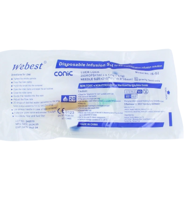 ست سرم وبست داخل بسته‌بندی تکی استریل شده و آماده استفاده