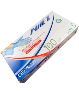 خرید دستکش نیتریل آبی نیتکس سایز S | بدون پودر، مناسب بانوان | بسته 100 عددی