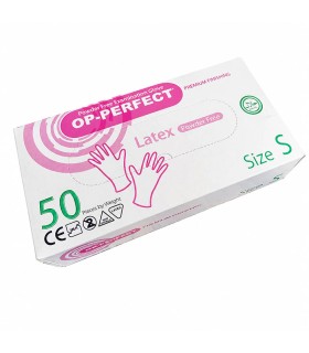 دستکش لاتکس بدون پودر اسمال اپی پرفکت 50 عددی | OP PERFECT | مناسب دست ظریف بانوان